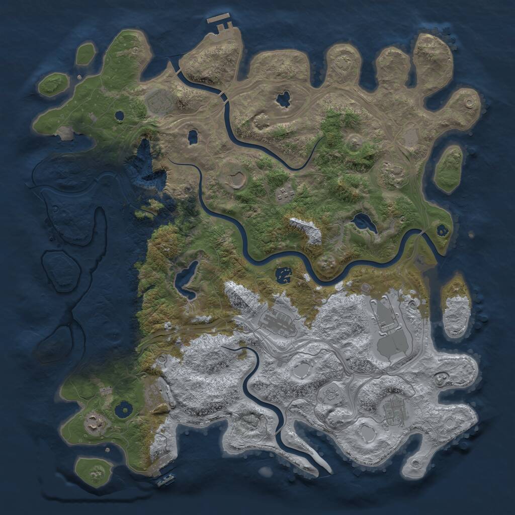 Rust Map: Procedural Map, Size: 4500, Seed: 306738042, 16 Monuments