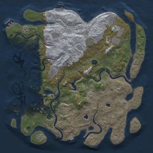Thumbnail Rust Map: Procedural Map, Size: 4500, Seed: 121111169, 17 Monuments