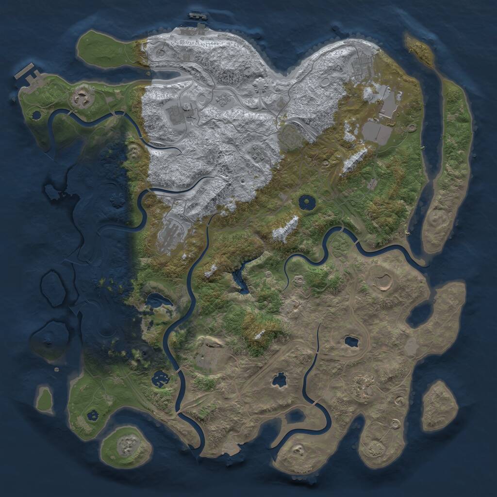 Rust Map: Procedural Map, Size: 4500, Seed: 121111169, 17 Monuments