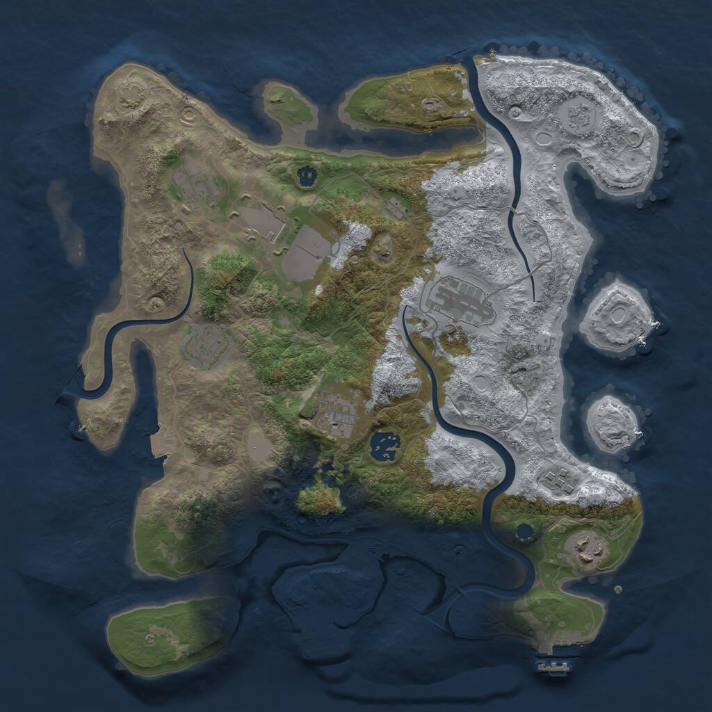 Rust Map: Procedural Map, Size: 3500, Seed: 2056477652, 14 Monuments
