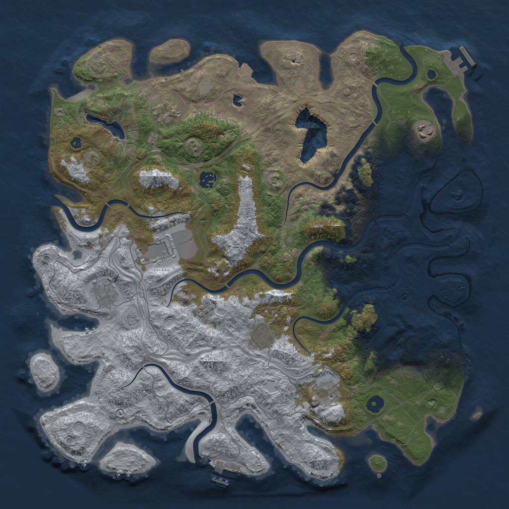 Rust Map: Procedural Map, Size: 4500, Seed: 876489531, 14 Monuments