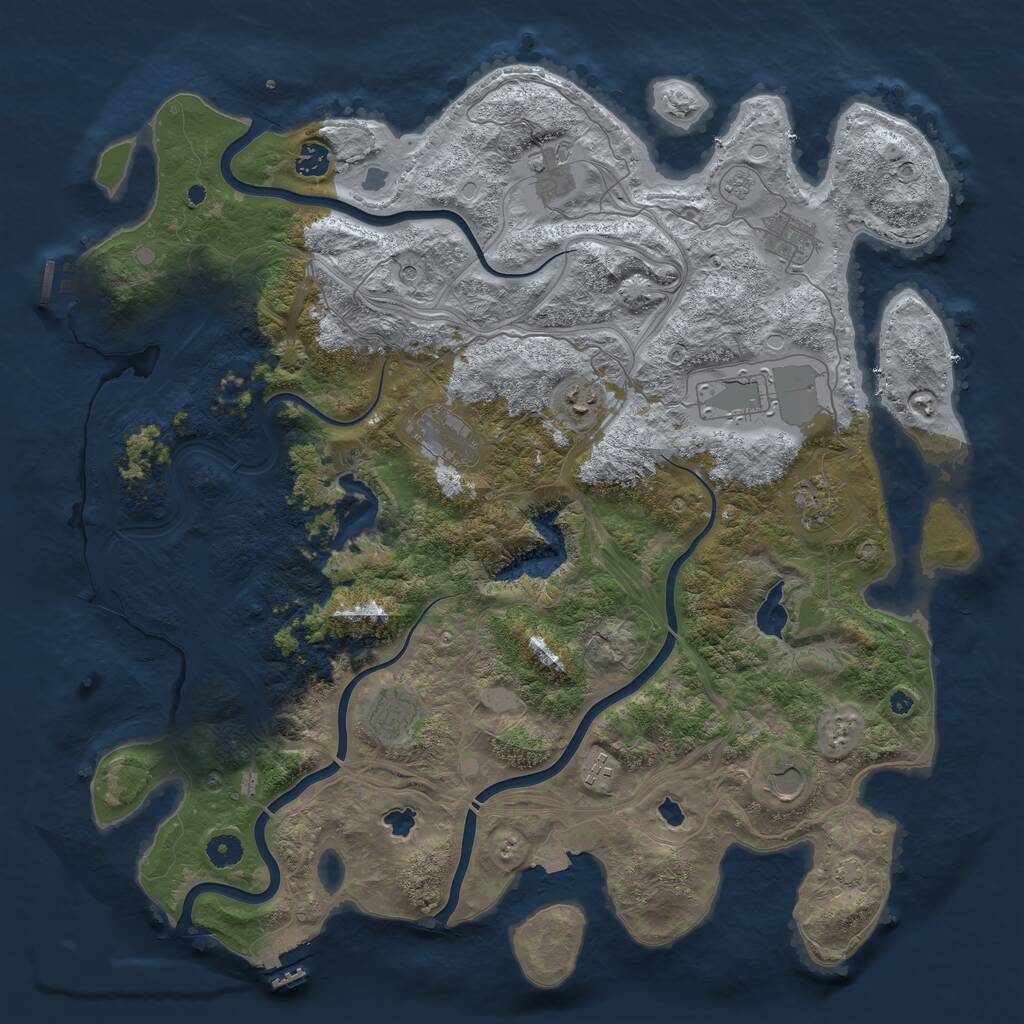 Rust Map: Procedural Map, Size: 4500, Seed: 557527022, 16 Monuments