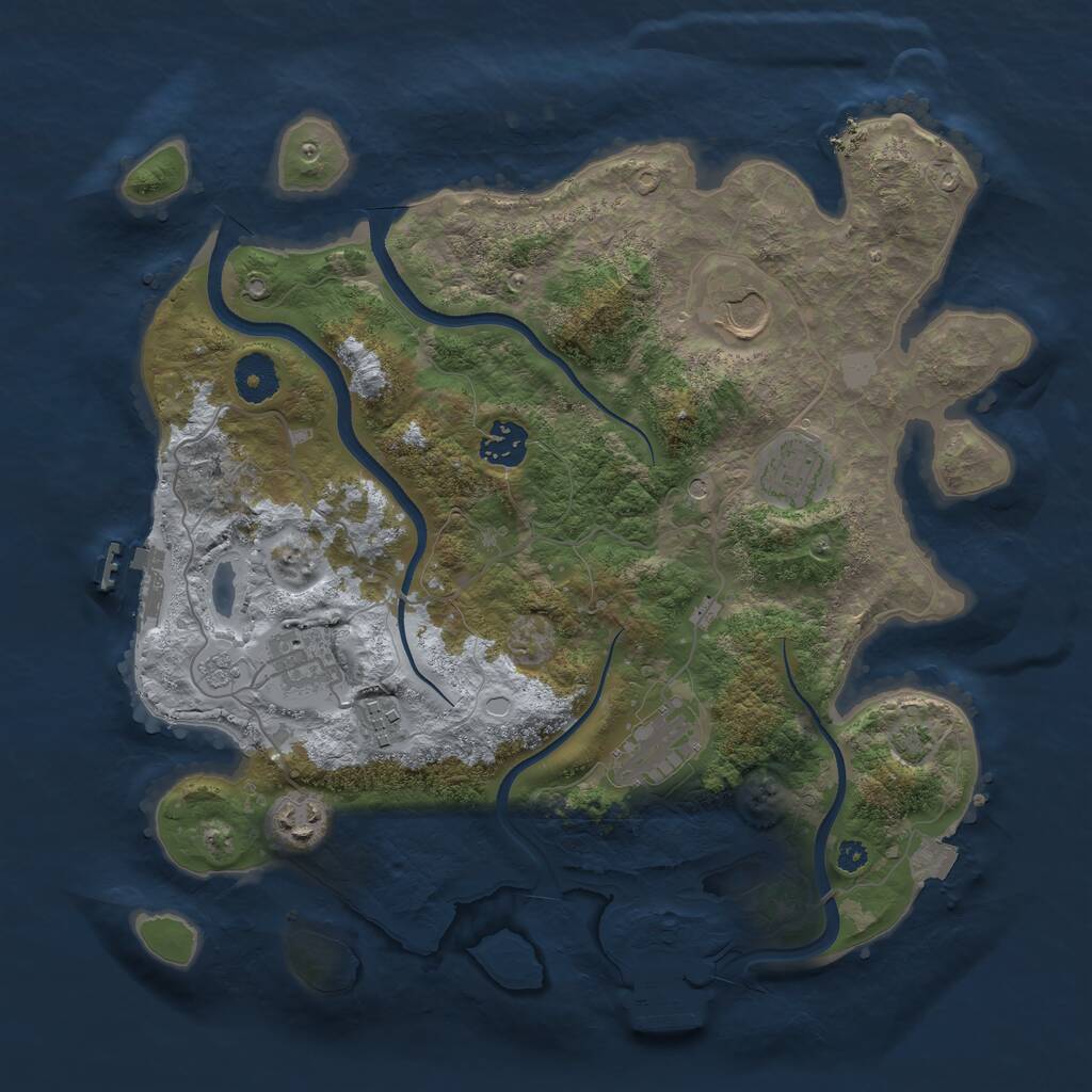 Rust Map: Procedural Map, Size: 3500, Seed: 1184926340, 13 Monuments