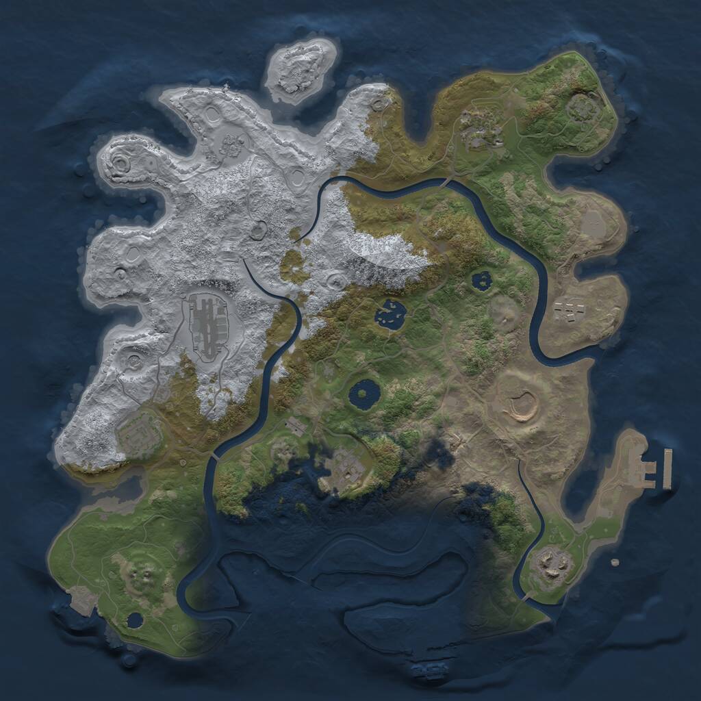 Rust Map: Procedural Map, Size: 3500, Seed: 1970185498, 14 Monuments