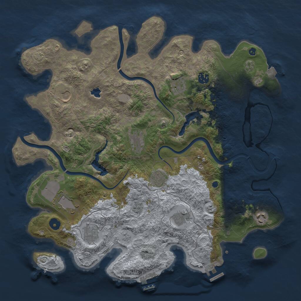 Rust Map: Procedural Map, Size: 4000, Seed: 39213, 16 Monuments