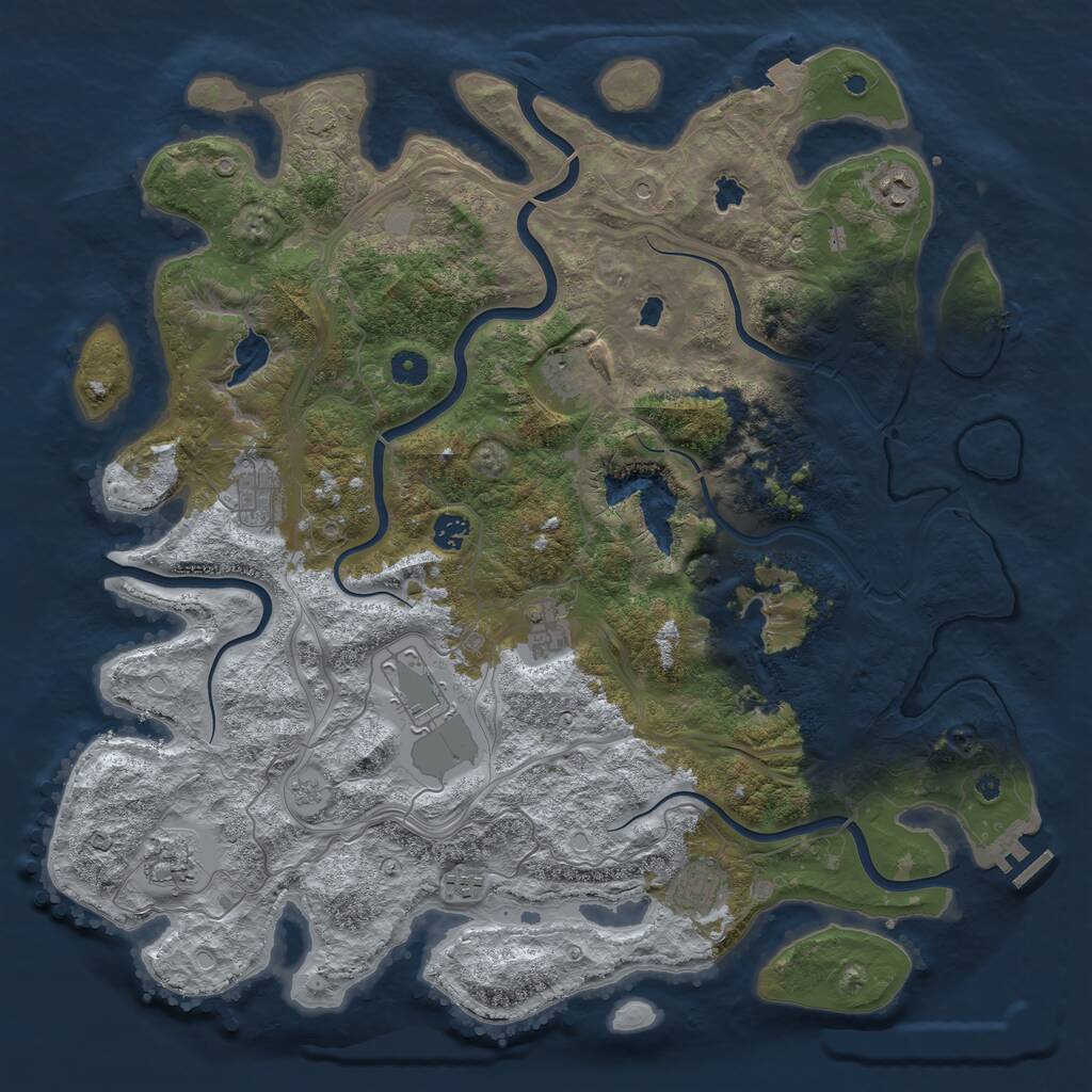 Rust Map: Procedural Map, Size: 4500, Seed: 199921636, 14 Monuments