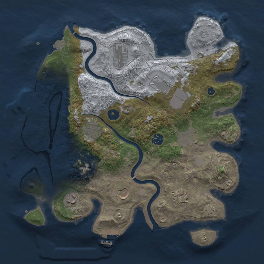 Rust Map: Procedural Map, Size: 3500, Seed: 1105967163, 14 Monuments