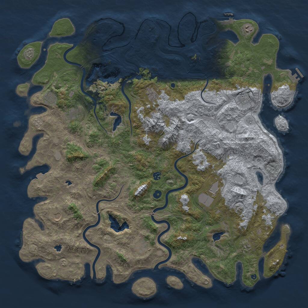 Rust Map: Procedural Map, Size: 5500, Seed: 64564567, 17 Monuments