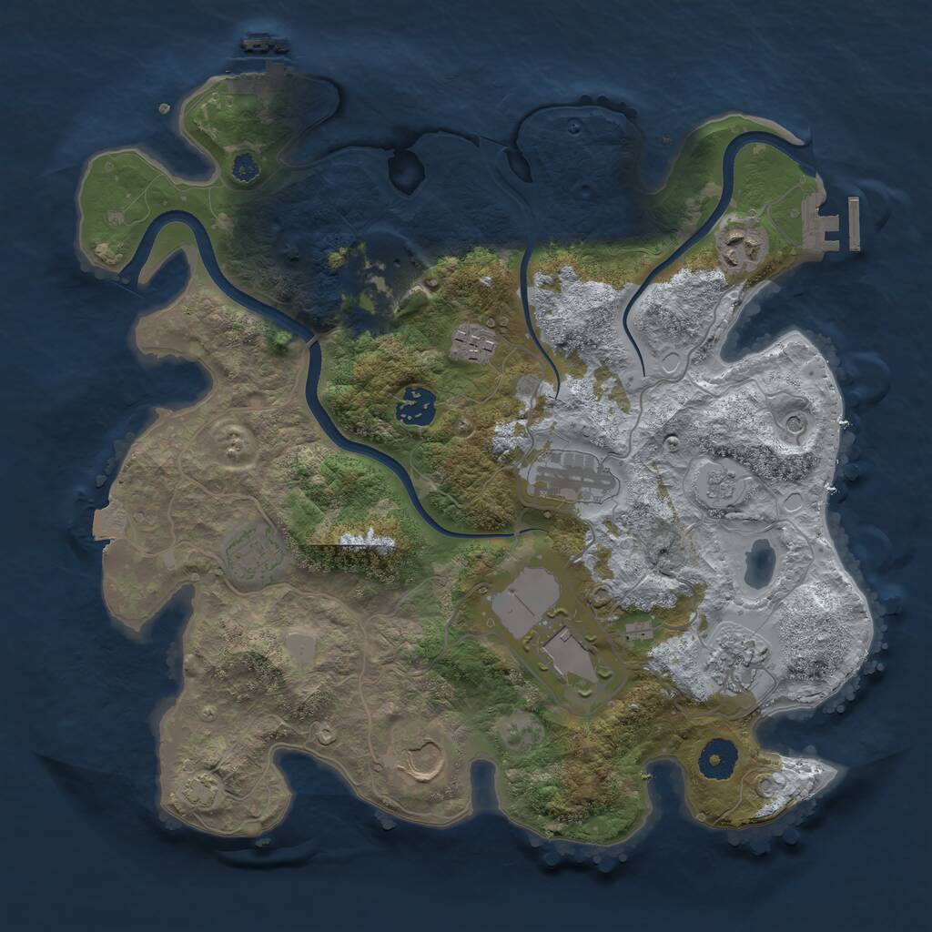 Rust Map: Procedural Map, Size: 3500, Seed: 92618303, 15 Monuments