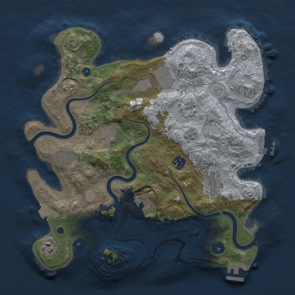 Rust Map: Procedural Map, Size: 3500, Seed: 992982885, 15 Monuments