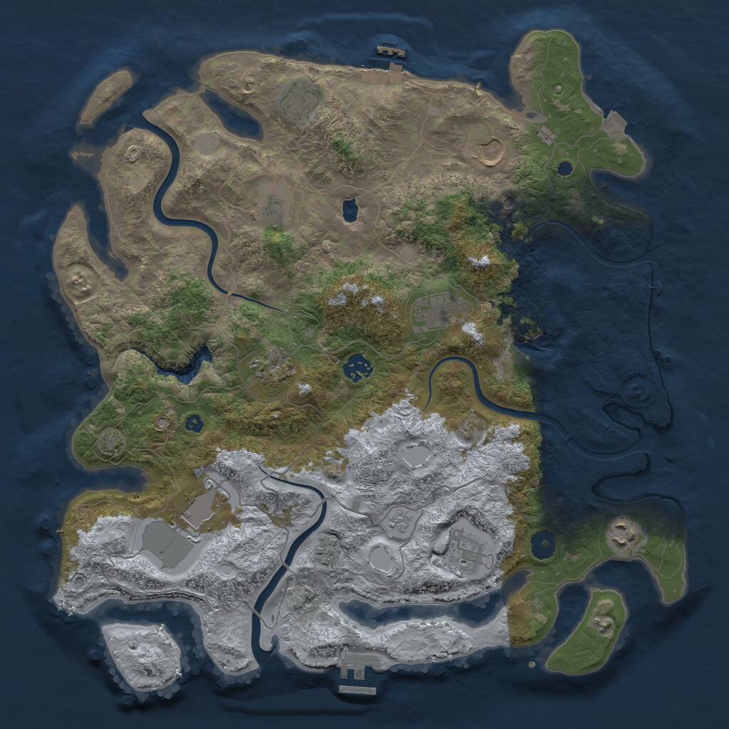 Rust Map: Procedural Map, Size: 4000, Seed: 1854450021, 16 Monuments