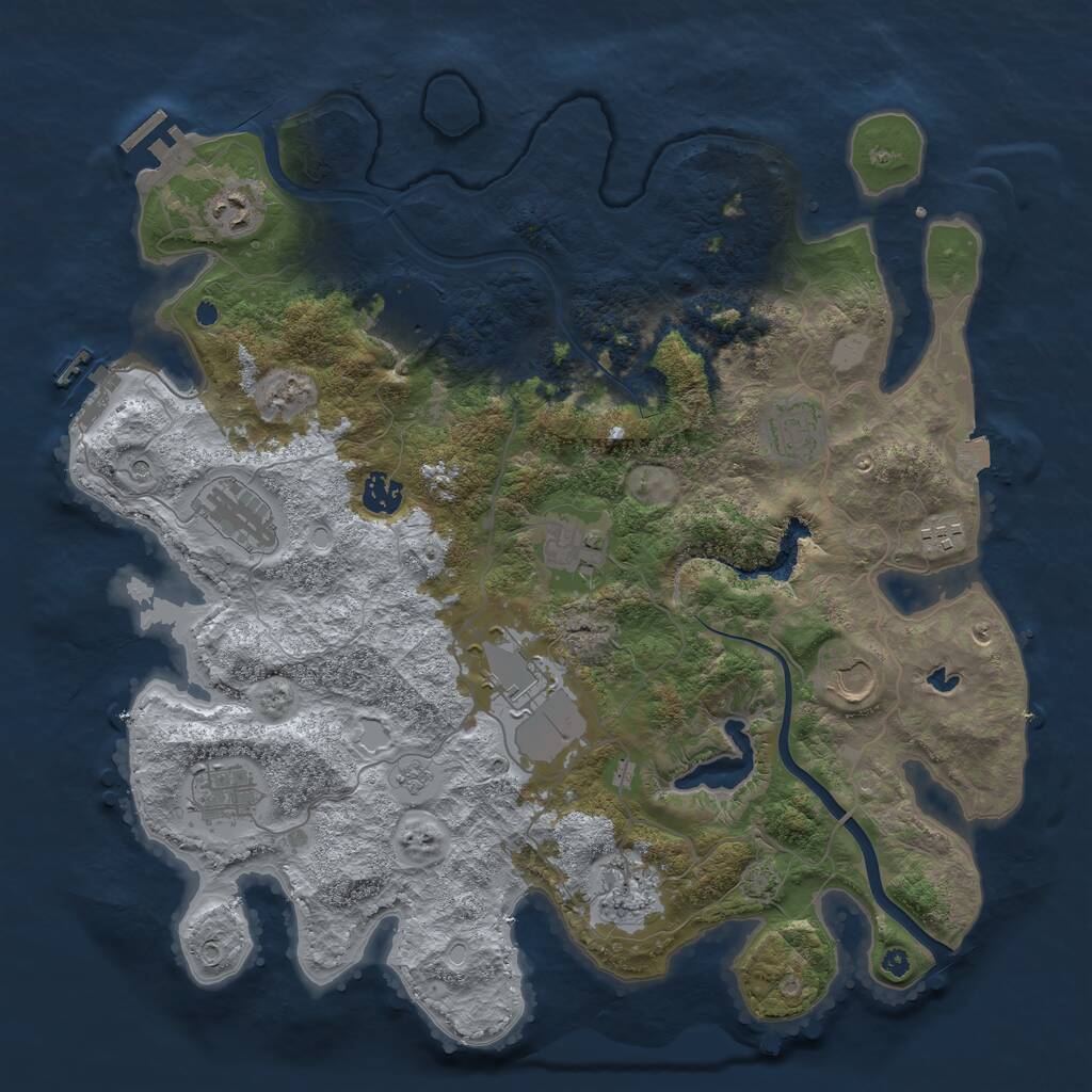 Rust Map: Procedural Map, Size: 4000, Seed: 1054584707, 17 Monuments