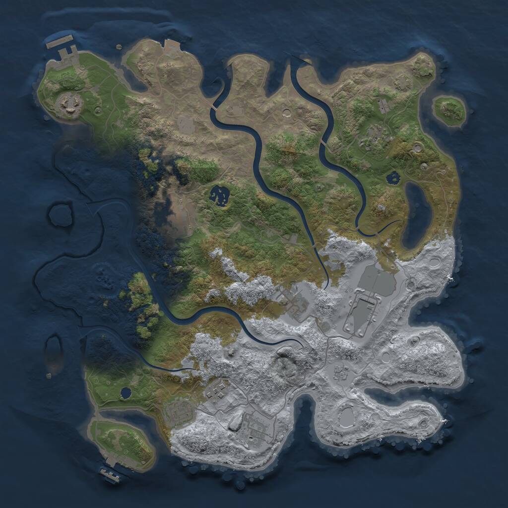 Rust Map: Procedural Map, Size: 3750, Seed: 1209641530, 15 Monuments