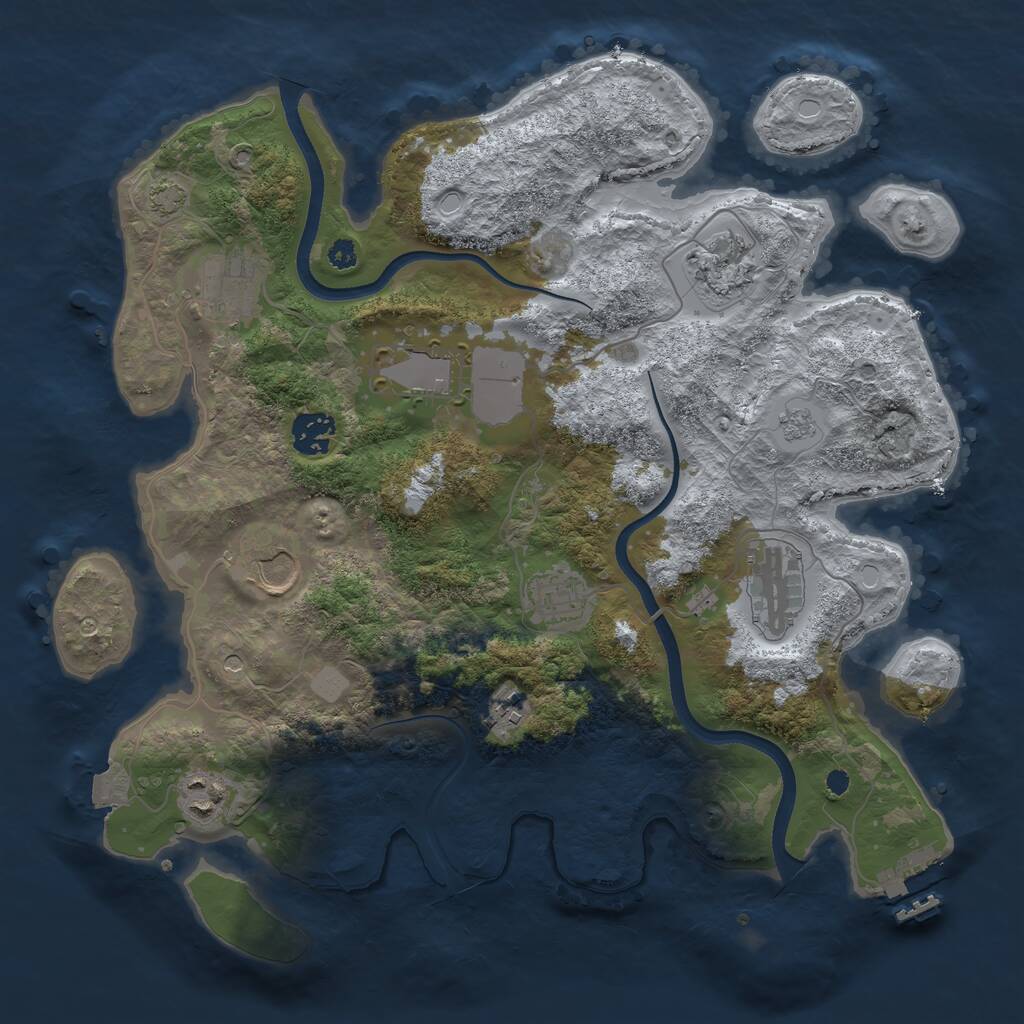 Rust Map: Procedural Map, Size: 3500, Seed: 1137404722, 14 Monuments