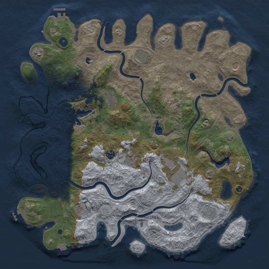 Rust Map: Procedural Map, Size: 4500, Seed: 1967932306, 17 Monuments