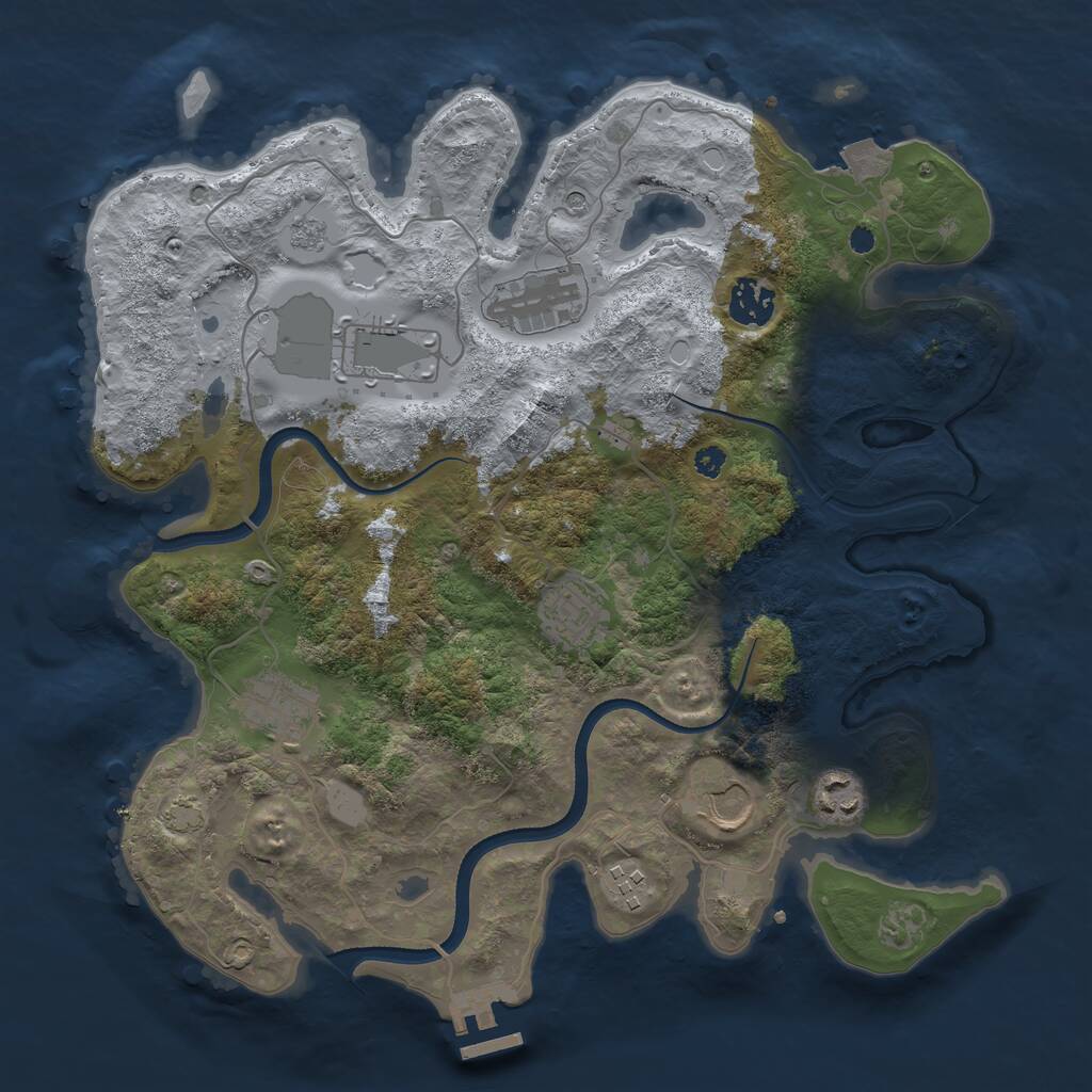 Rust Map: Procedural Map, Size: 3500, Seed: 1015797151, 13 Monuments