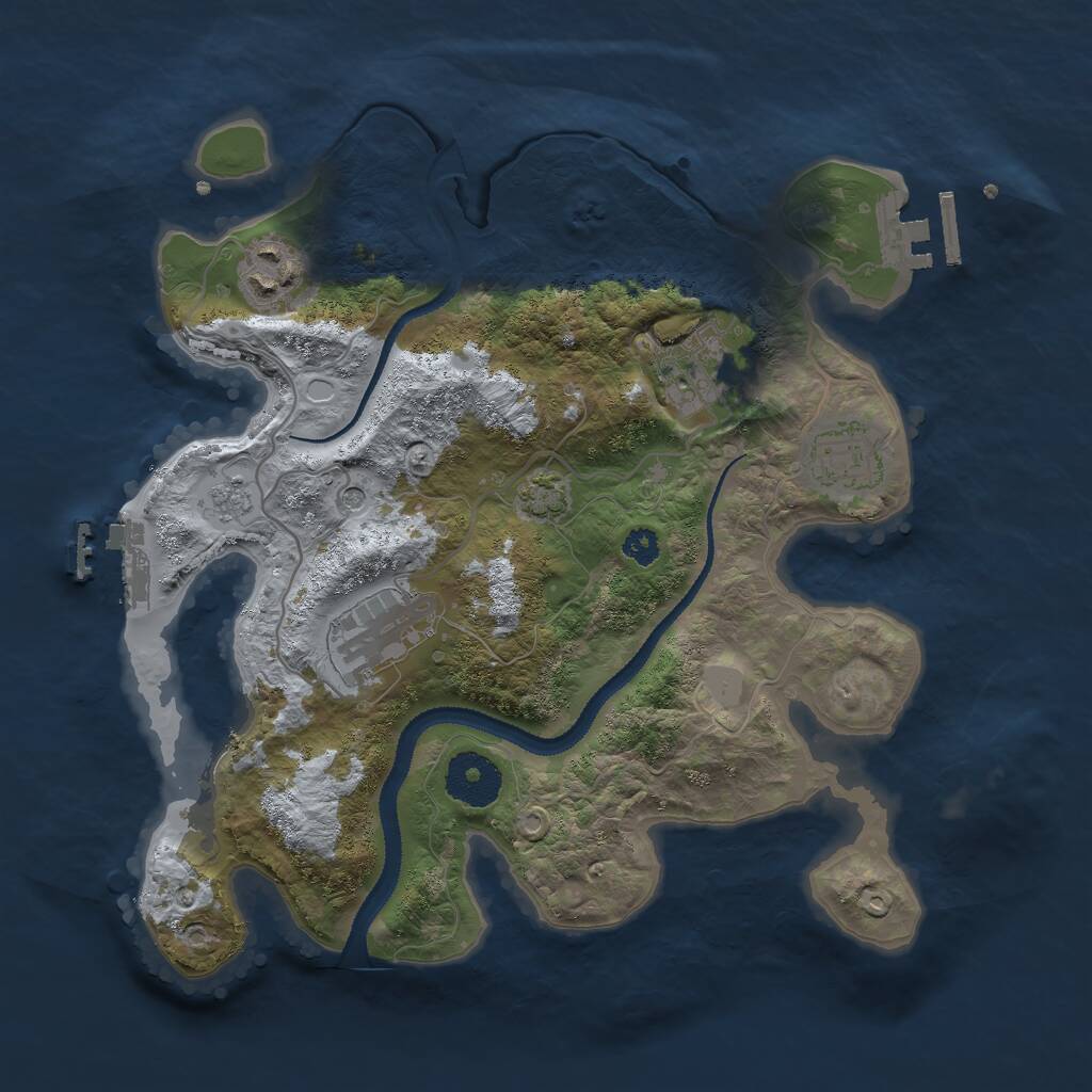 Rust Map: Procedural Map, Size: 3000, Seed: 827349, 10 Monuments