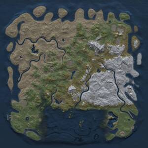 Thumbnail Rust Map: Procedural Map, Size: 6000, Seed: 34666769, 16 Monuments