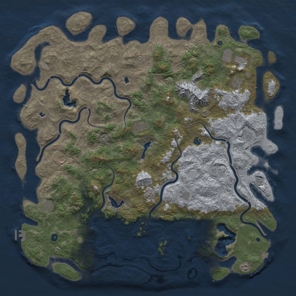 Rust Map: Procedural Map, Size: 6000, Seed: 34666769, 16 Monuments