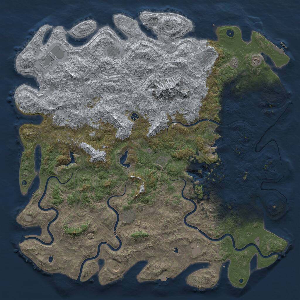 Rust Map: Procedural Map, Size: 6000, Seed: 793797, 17 Monuments