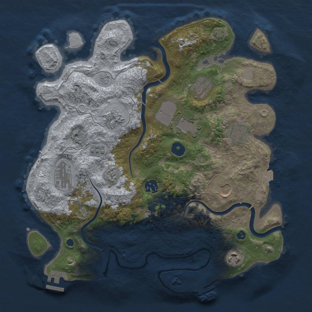 Rust Map: Procedural Map, Size: 3500, Seed: 1210888650, 15 Monuments