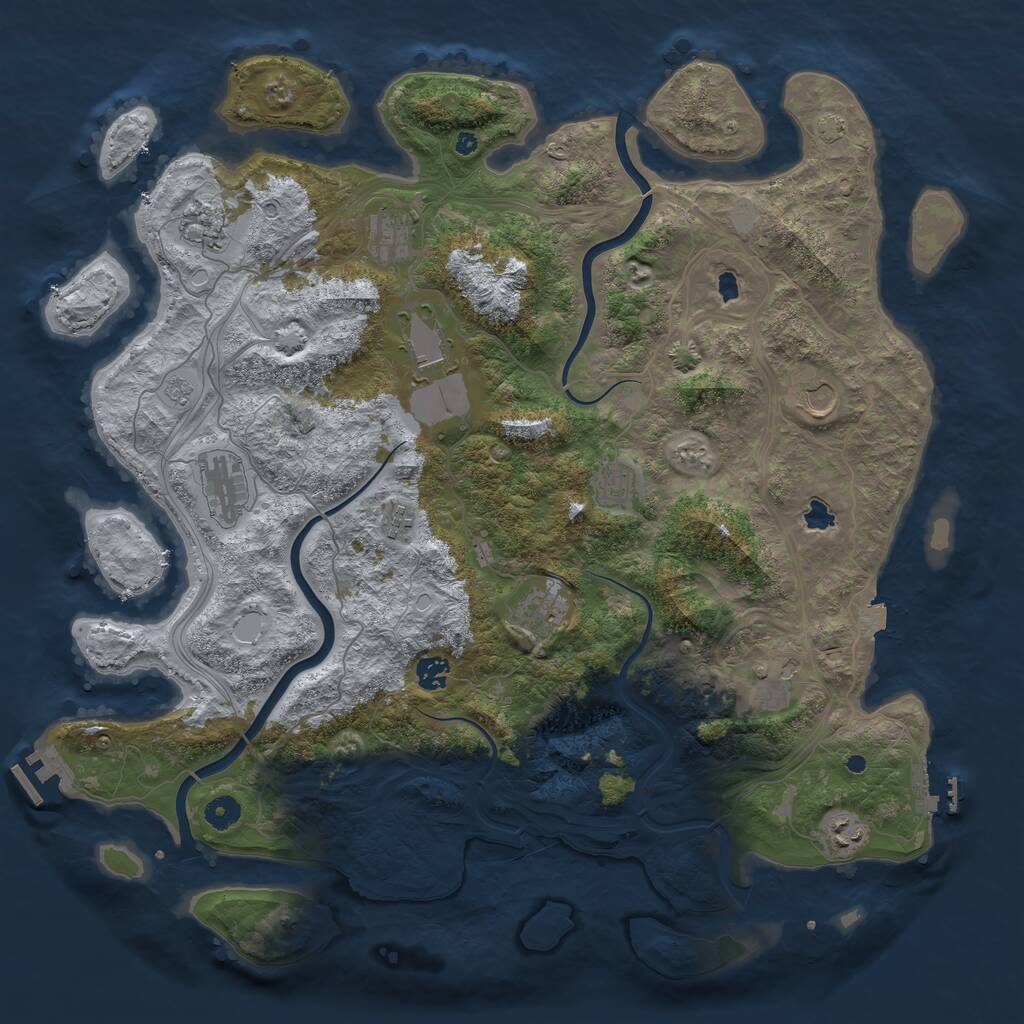 Rust Map: Procedural Map, Size: 4500, Seed: 1529630547, 17 Monuments