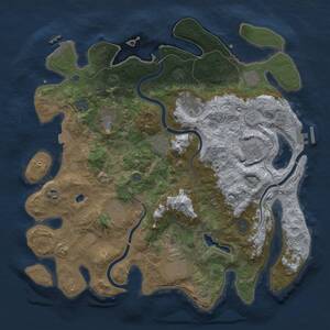 Thumbnail Rust Map: Procedural Map, Size: 4000, Seed: 2144396729, 17 Monuments