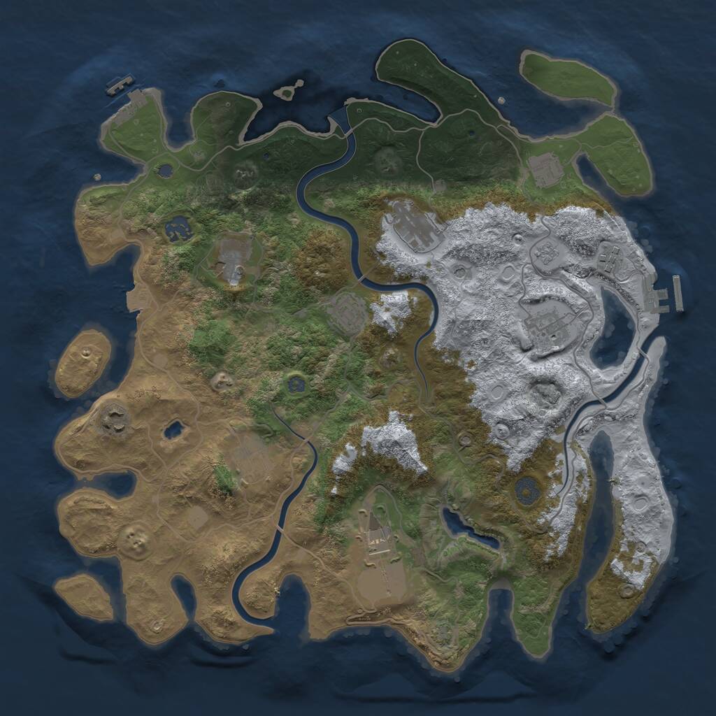 Rust Map: Procedural Map, Size: 4000, Seed: 2144396729, 17 Monuments
