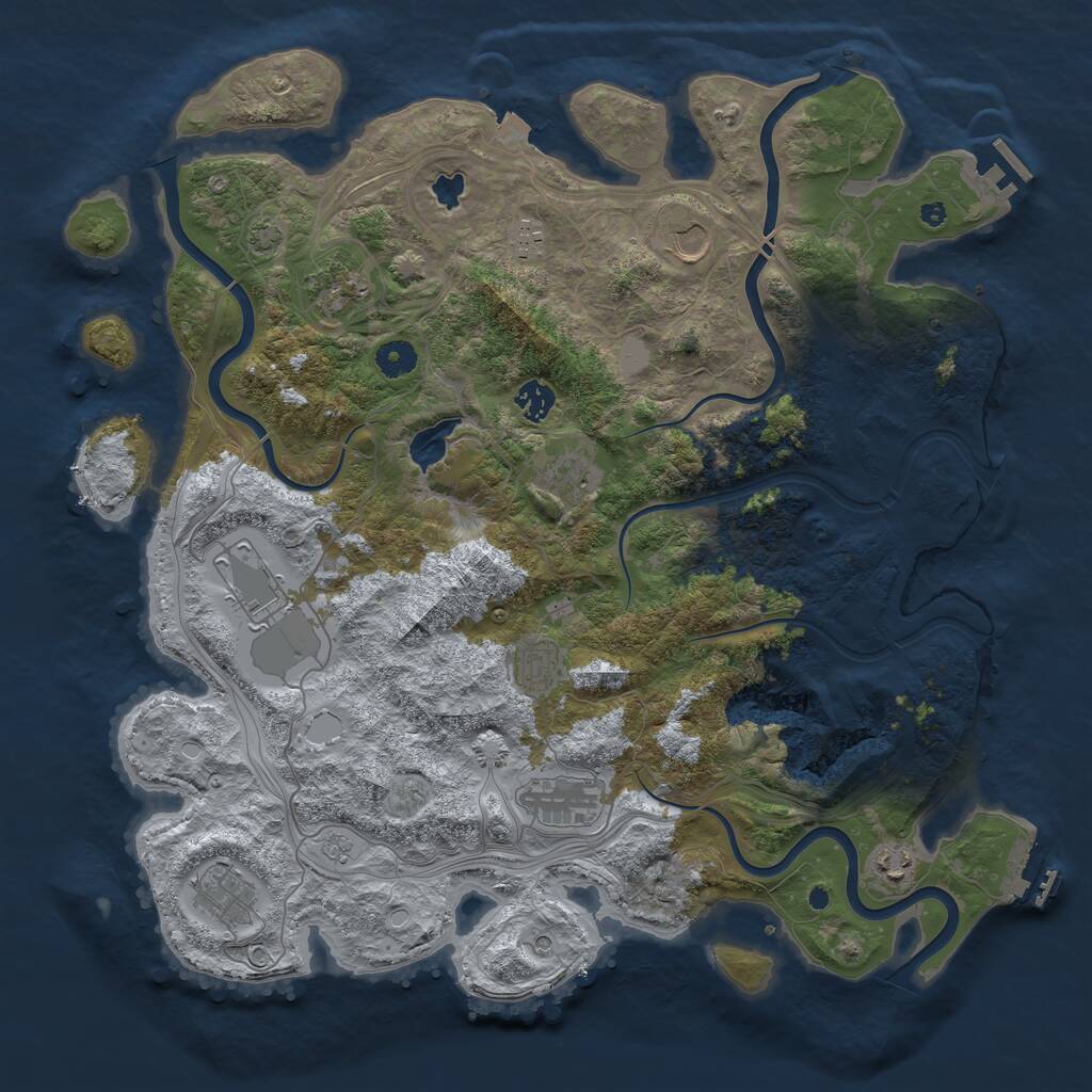 Rust Map: Procedural Map, Size: 4250, Seed: 24075, 16 Monuments