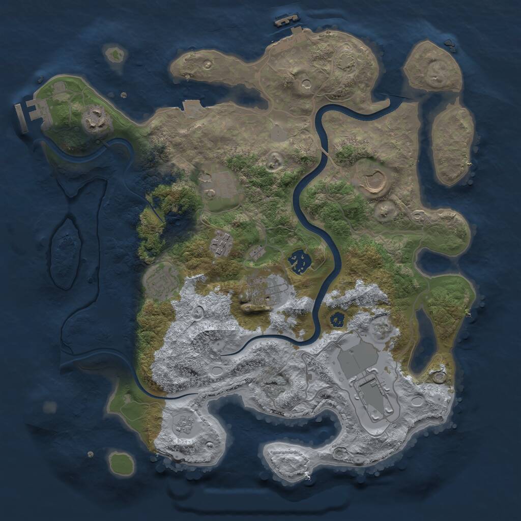 Rust Map: Procedural Map, Size: 3500, Seed: 1564079561, 14 Monuments