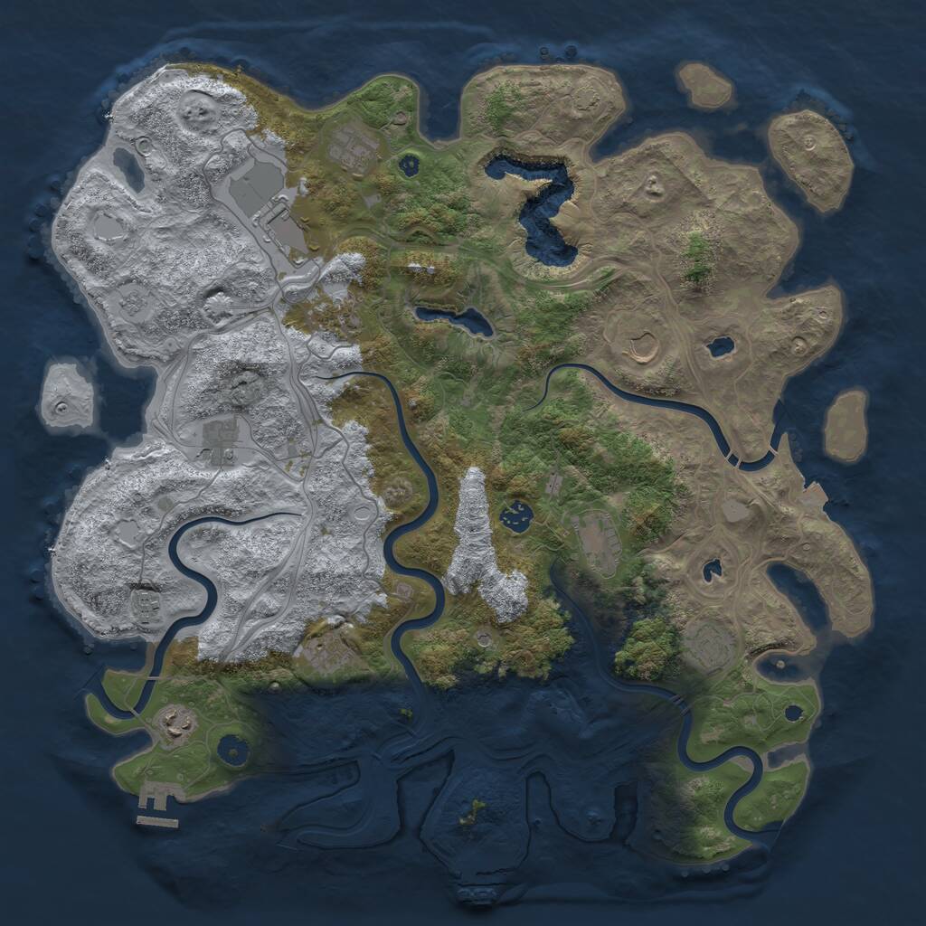 Rust Map: Procedural Map, Size: 4500, Seed: 83412740, 17 Monuments