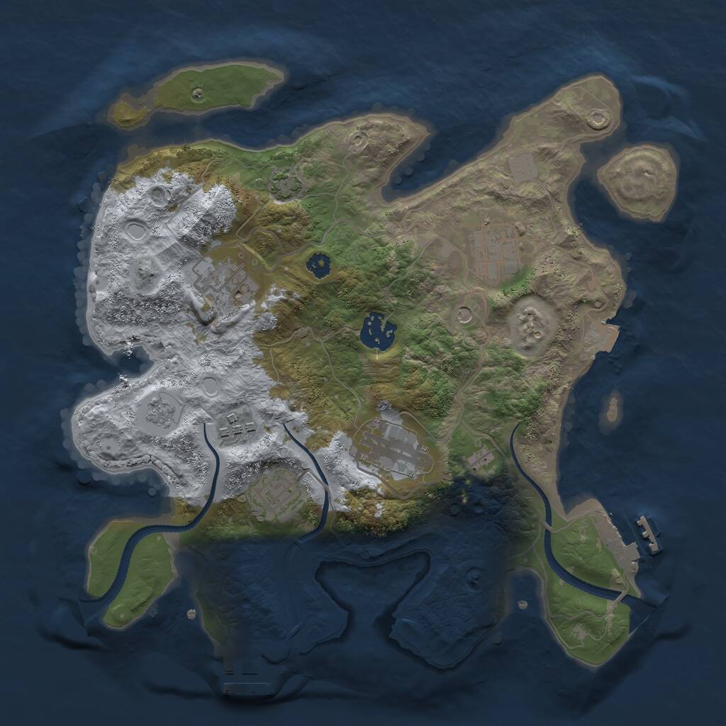 Rust Map: Procedural Map, Size: 3000, Seed: 485551449, 12 Monuments