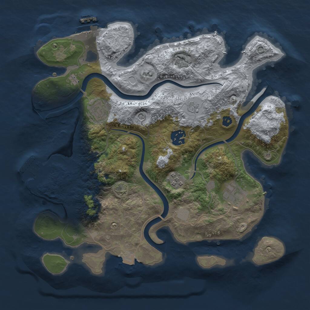 Rust Map: Procedural Map, Size: 3000, Seed: 1148509669, 10 Monuments