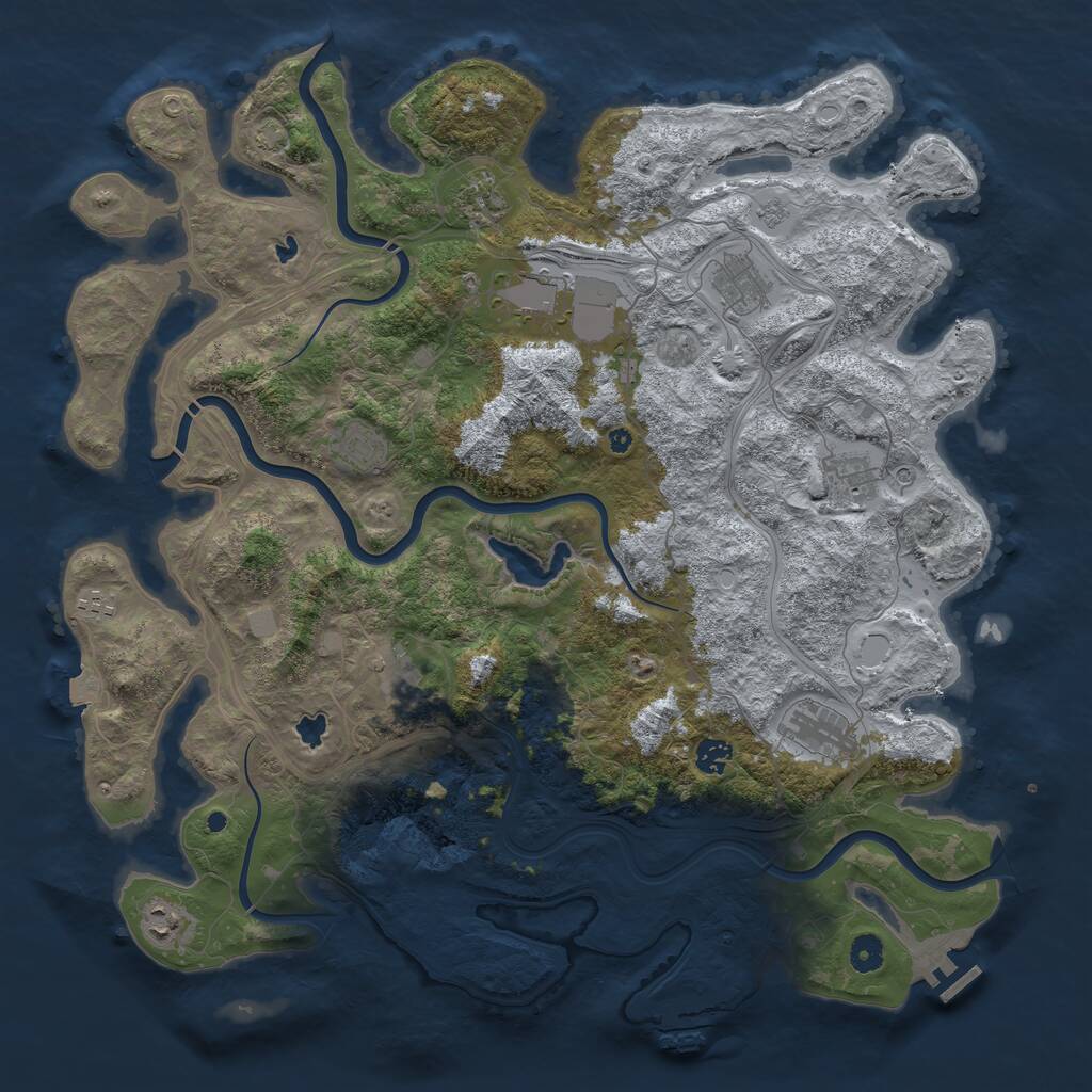 Rust Map: Procedural Map, Size: 4500, Seed: 517360, 16 Monuments