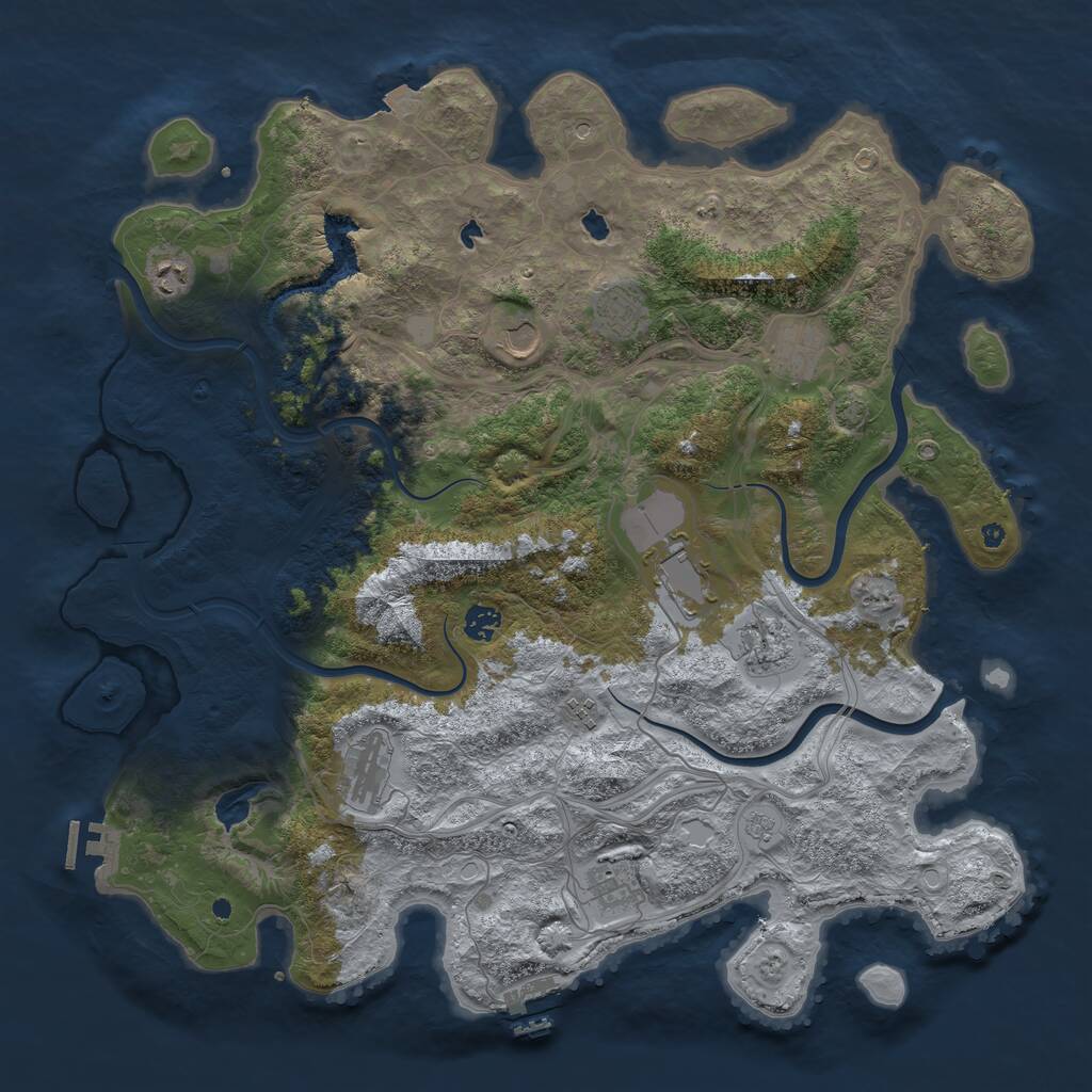 Rust Map: Procedural Map, Size: 4500, Seed: 1691438838, 16 Monuments