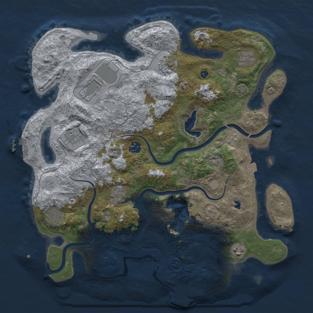 Rust Map: Procedural Map, Size: 4000, Seed: 1041951388, 15 Monuments