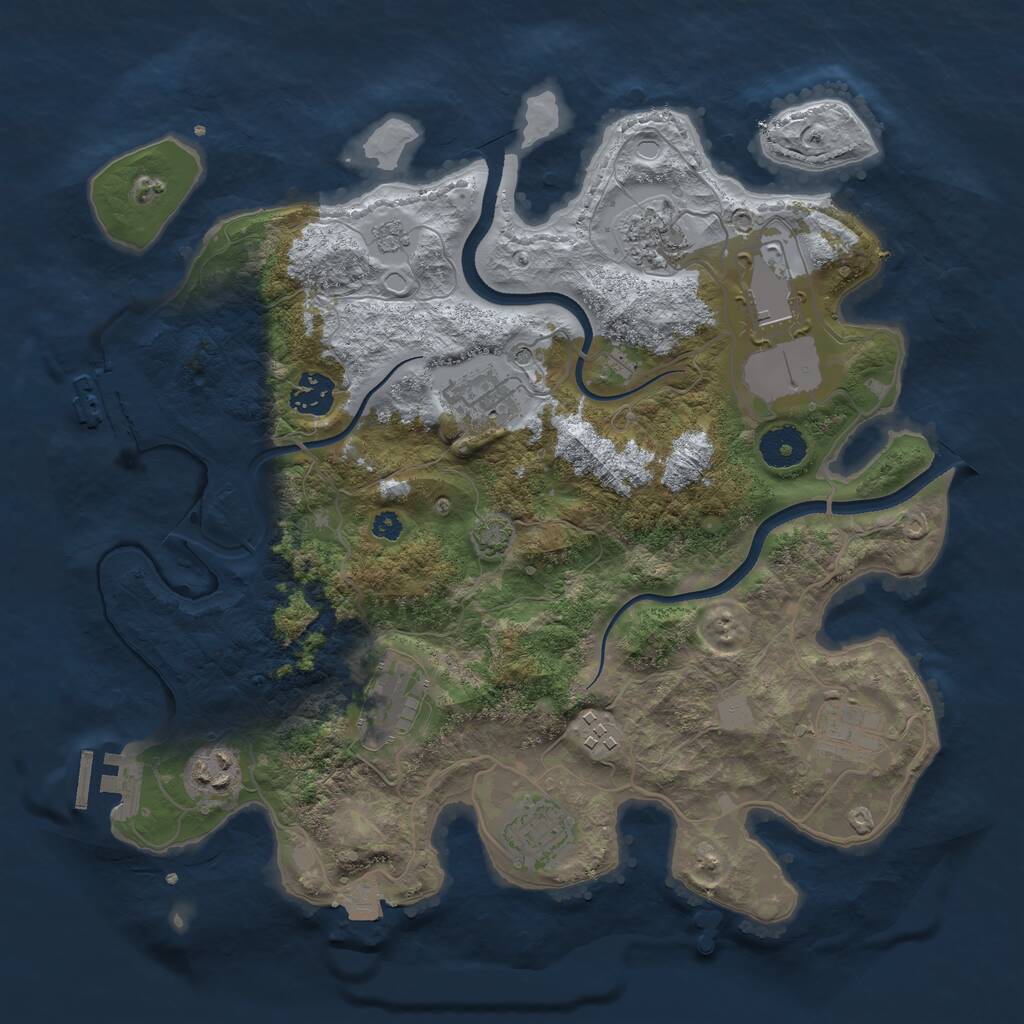 Rust Map: Procedural Map, Size: 3500, Seed: 1857871981, 15 Monuments
