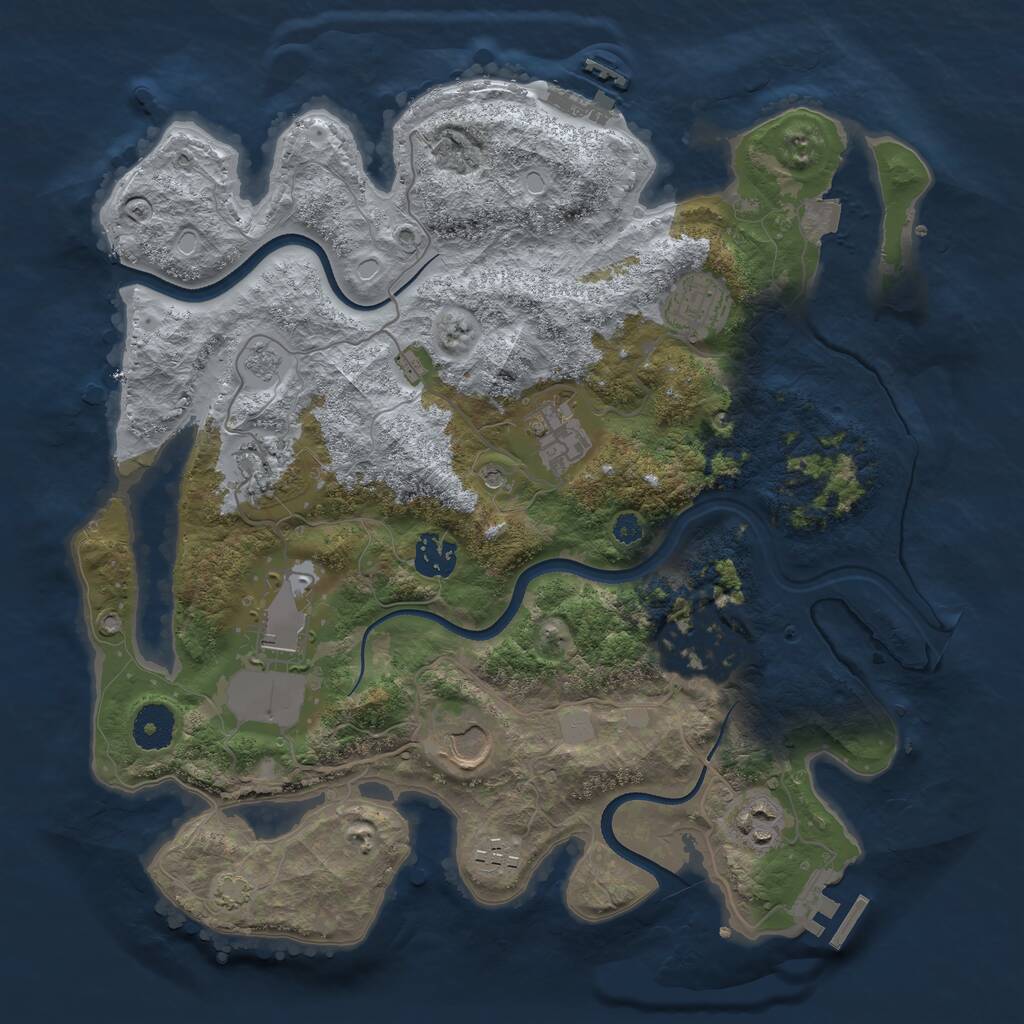 Rust Map: Procedural Map, Size: 3500, Seed: 2091963241, 15 Monuments