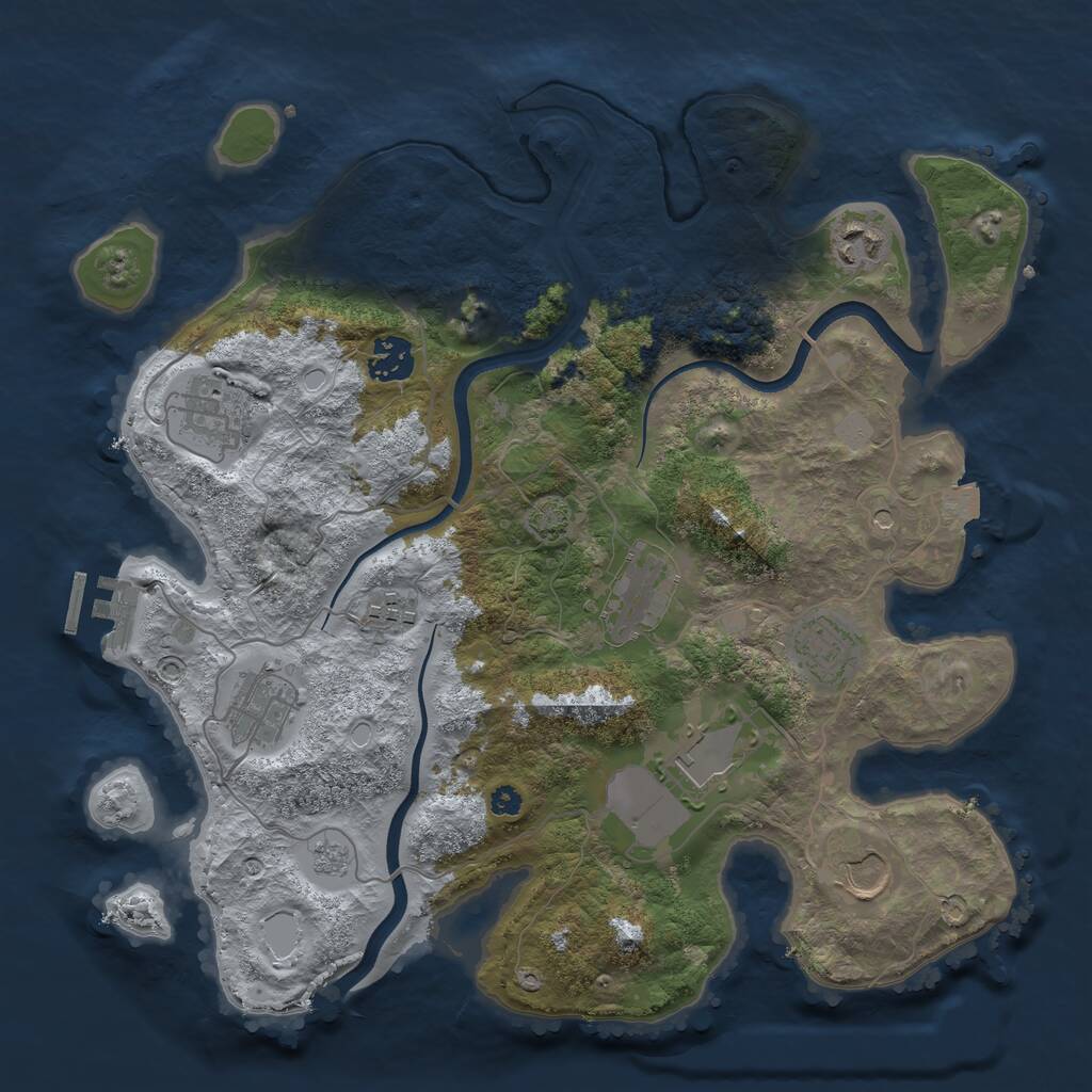 Rust Map: Procedural Map, Size: 3500, Seed: 1954406515, 14 Monuments