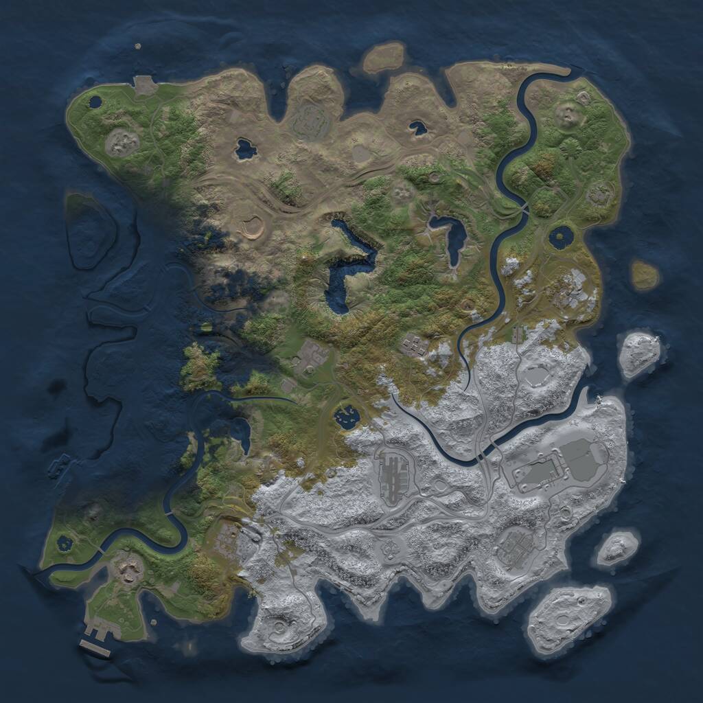 Rust Map: Procedural Map, Size: 4500, Seed: 1101064611, 17 Monuments