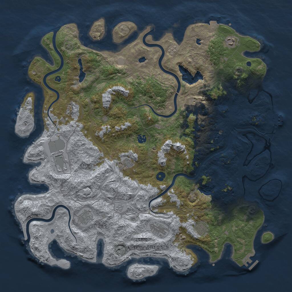 Rust Map: Procedural Map, Size: 4800, Seed: 41662427, 16 Monuments