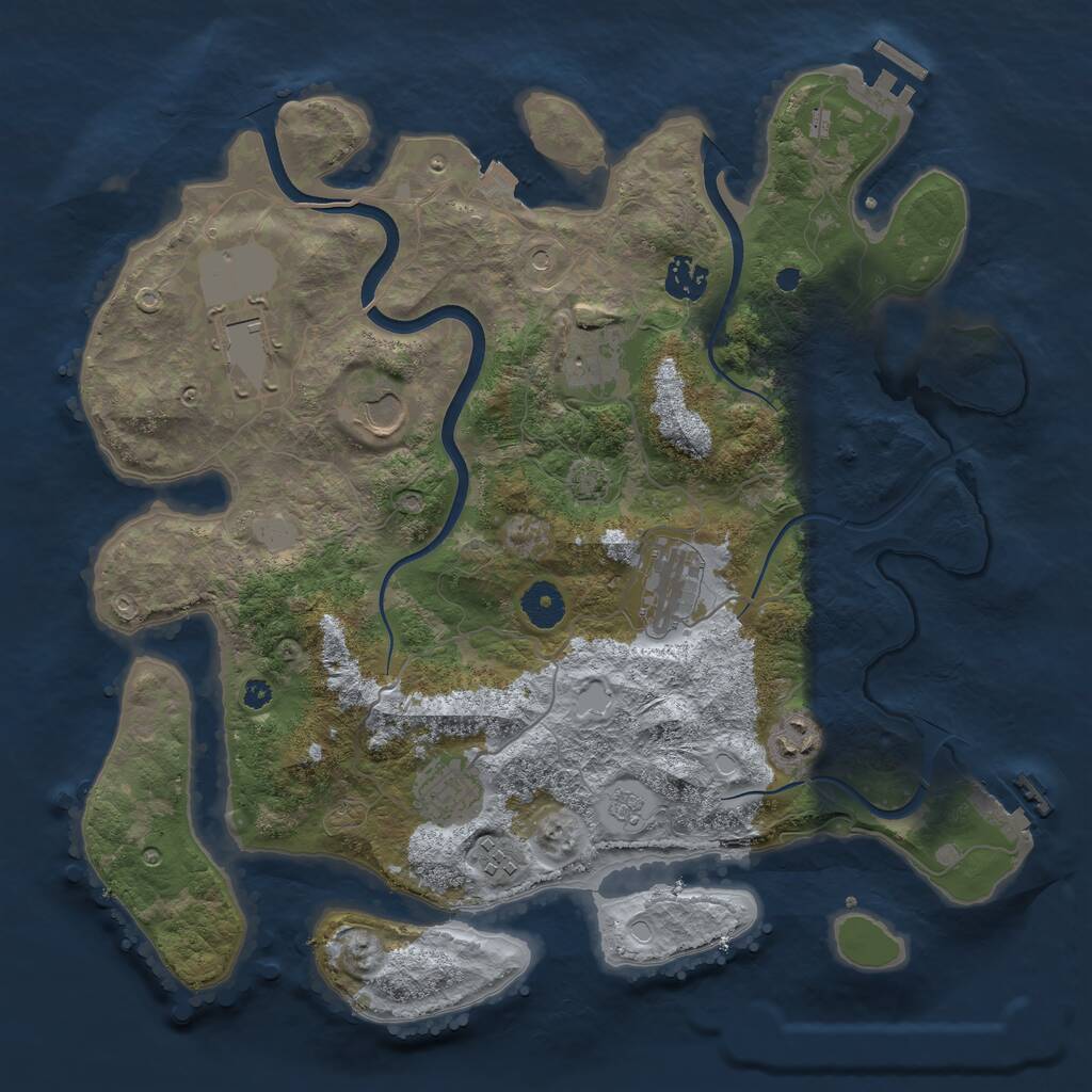 Rust Map: Procedural Map, Size: 3750, Seed: 732732801, 14 Monuments