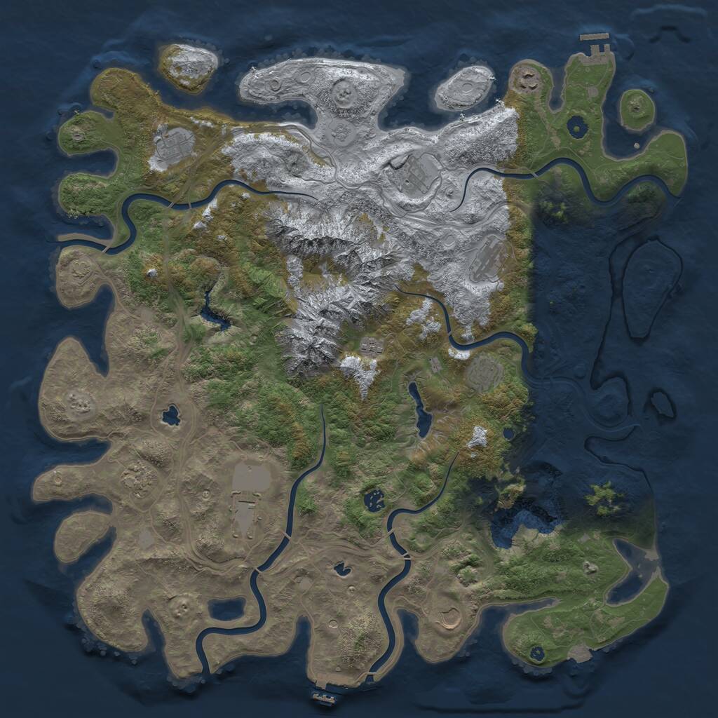 Rust Map: Procedural Map, Size: 5000, Seed: 560105853, 16 Monuments