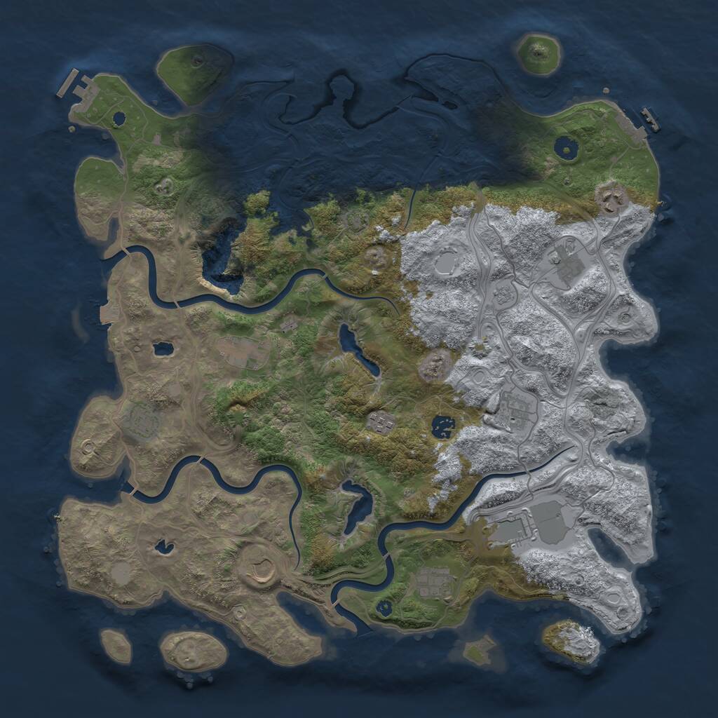 Rust Map: Procedural Map, Size: 4500, Seed: 957154939, 16 Monuments