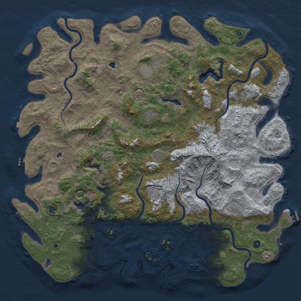 Rust Map: Procedural Map, Size: 6000, Seed: 6543523, 17 Monuments
