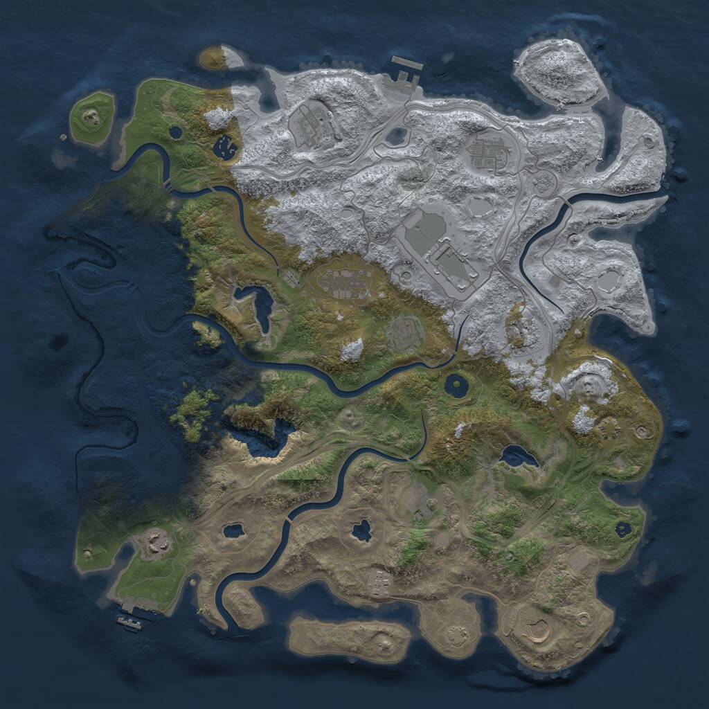 Rust Map: Procedural Map, Size: 4500, Seed: 713583881, 17 Monuments
