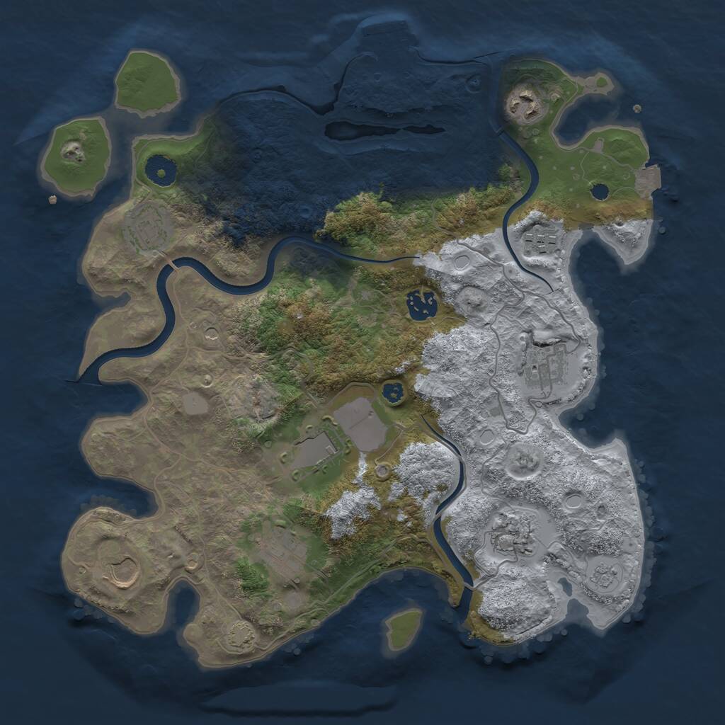 Rust Map: Procedural Map, Size: 3500, Seed: 1290695343, 14 Monuments