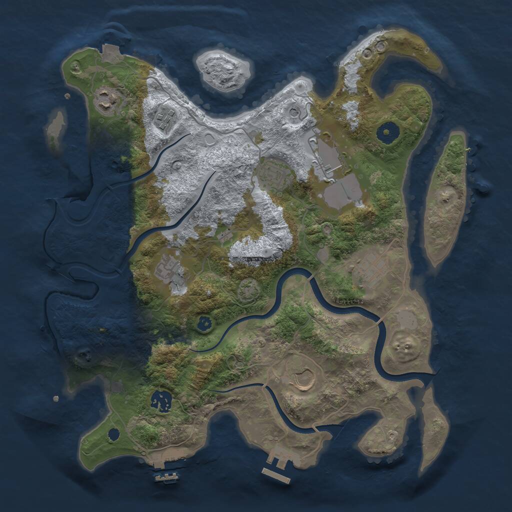 Rust Map: Procedural Map, Size: 3500, Seed: 966623307, 13 Monuments