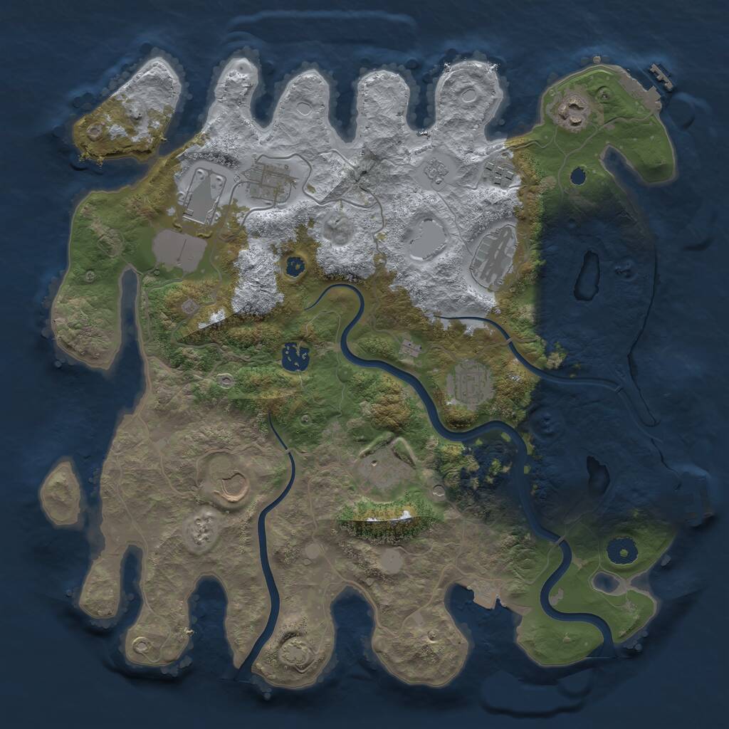 Rust Map: Procedural Map, Size: 3750, Seed: 14383242, 15 Monuments