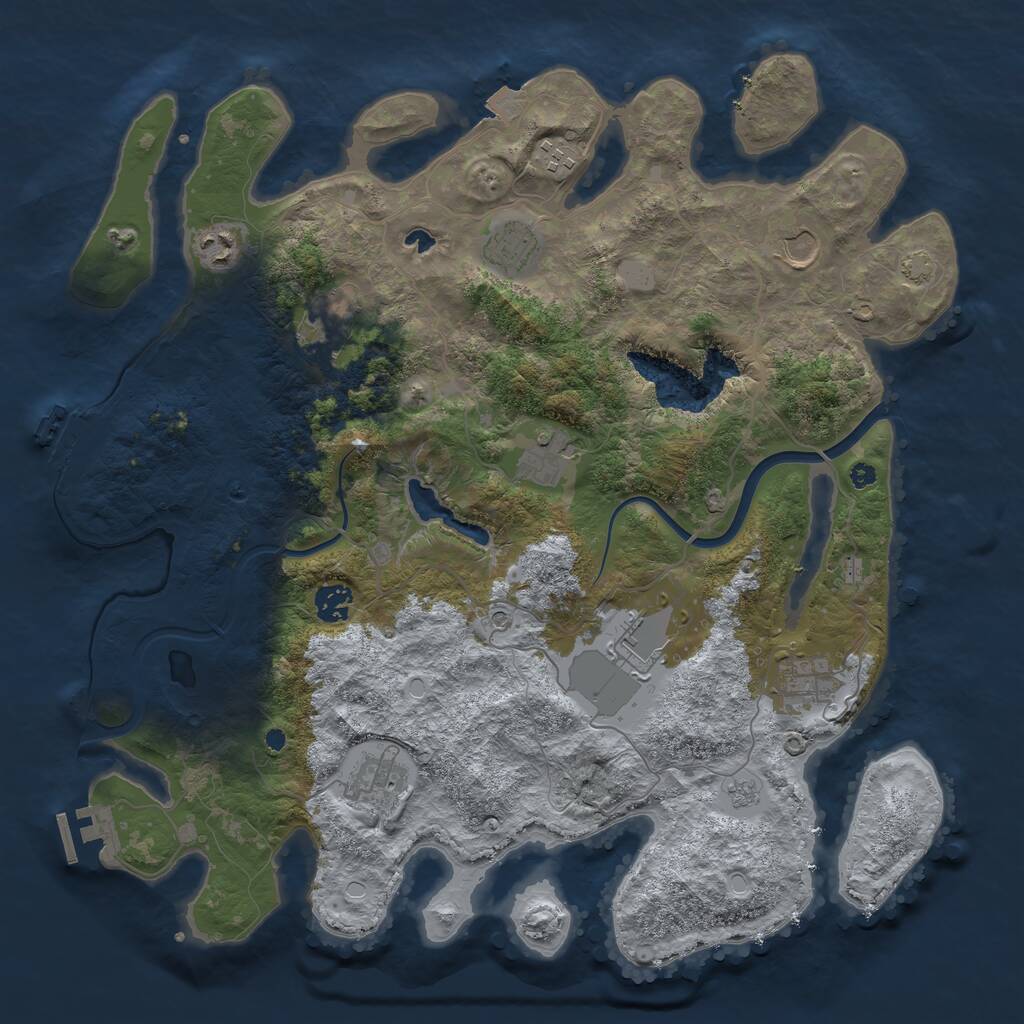Rust Map: Procedural Map, Size: 4000, Seed: 88848, 16 Monuments